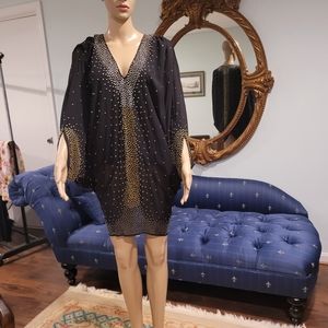 Black Chiffon blouse gold embellish Sheri Bodell